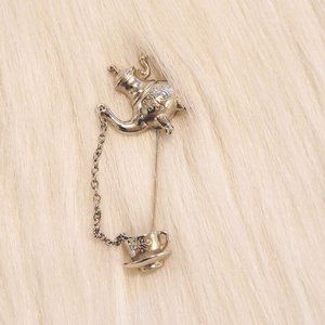 VIntage Avon Signed Teapot Teacup Silver Tone Metal Stick Pin 9058